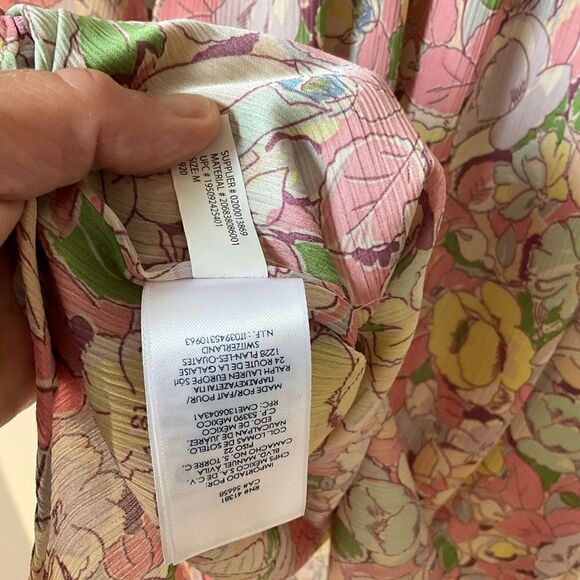 CHAPS Ralph Lauren NWT Gauzy Floral Poet Blouse w Ruffle Tiered Bell Sleeves, M - Picture 9 of 14